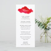 Carte de menu Mariage rouge couleur aquarelle roma (Debout devant)