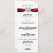 Carte de menu Mariage rouge Diamond Heart (Devant / Derrière)