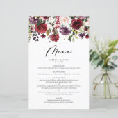Carte de menu Mariage rouge et violet automne Flor (Debout devant)