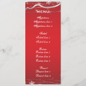 Carte de menu mariage rouge, gris argenté (Dos)