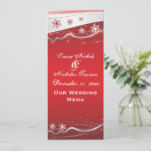 Carte de menu mariage rouge, gris argenté (Debout devant)