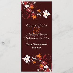 Carte de menu mariage rouge orange