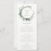 Carte de menu Mariage Rustic Green Foliage (Devant)