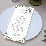 Carte de menu Mariage Rustic Greenery<br><div class="desc">Carte de menu stylish par © berryberrysweet. Des fichiers numériques imprimables et des articles correspondants sont disponibles ! Visitez notre site Web à l'adresse berryberrysweet.com pour des modèles de papeterie élégants et des cadeaux personnalisés.</div>