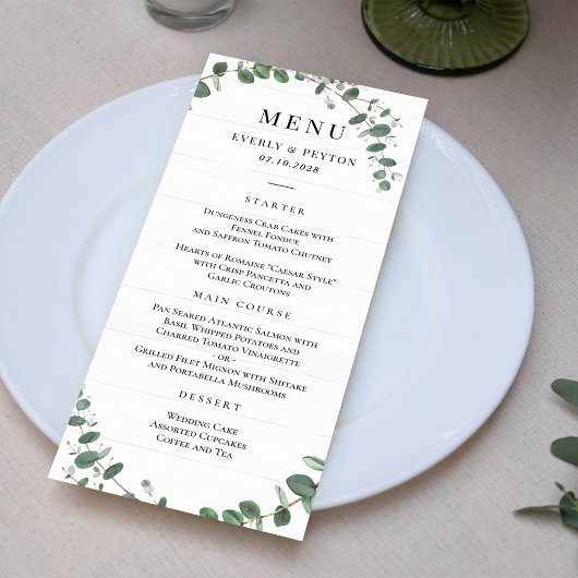 Carte de menu Mariage Rustic Greenery