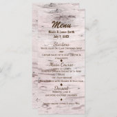 Carte de menu Mariage rustique Birch Tree & Heart (Devant / Derrière)