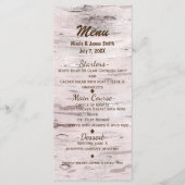 Carte de menu Mariage rustique Birch Tree & Heart (Devant)