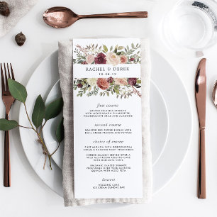Carte de menu Mariage Rustique Bloom