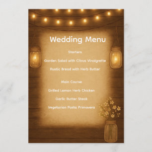 Carte de menu Mariage Rustique Mason Jar