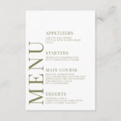 Carte de menu Mariage Rustique Orange Olive Green  (Devant)