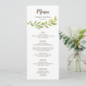 Carte de menu Mariage Rustique Watercolor (Debout devant)
