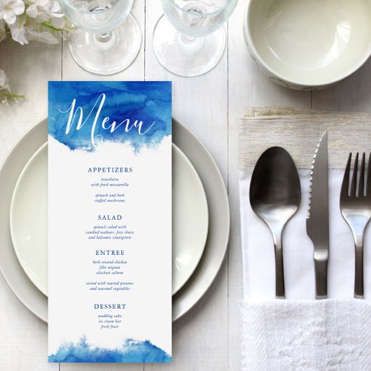 Carte de menu Mariage Sapphire Tide