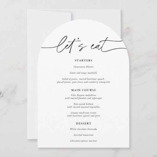 Carte de menu Mariage simple Arche mangeons (Devant)