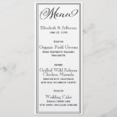 Carte de menu Mariage simple en noir et blanc (Devant)