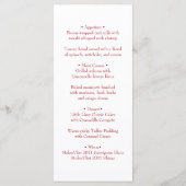 Carte de menu Mariage simple et élégante Red Love (Dos)