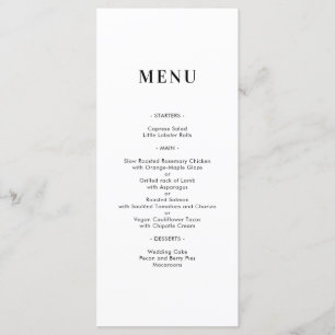 Carte de menu Mariage simple minimaliste moderne M