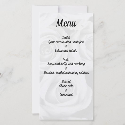 Carte de menu Mariage simple personnalisée (Devant)