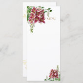 Carte de menu mariage Stargazer Floral (Devant / Derrière)