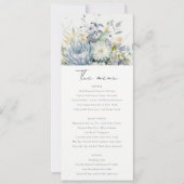 Carte de menu Mariage Succulent Floral bleu doux (Devant)