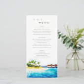 Carte de menu Mariage sur la plage Villa Seascape (Debout devant)