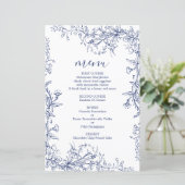 Carte de menu mariage Toile Bleu (Debout devant)