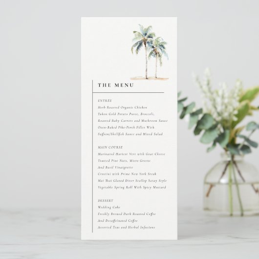 Carte de menu Mariage tropical minimal Palm Trees (Debout devant)