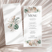 Carte de menu Mariage Tropical Orchid and Monstera