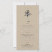 Carte de menu Mariage Tropical Palm Tree Navy Kraf (Devant)