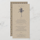 Carte de menu Mariage Tropical Palm Tree Navy Kraf (Devant / Derrière)