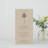 Carte de menu Mariage Tropical Palm Tree Navy Kraf (Debout devant)