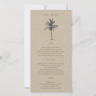 Carte de menu Mariage Tropical Palm Tree Navy Kraf
