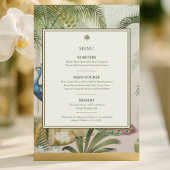 Carte de menu Mariage Tropical Peacock Palm 5x7