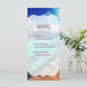 Carte de Menu Mariage Tropical Plage Arrondie (Debout devant)