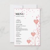 Carte de menu mariage Valentine Heart Fête des mar (Devant)
