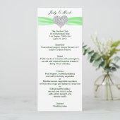 Carte de menu Mariage vert Diamond Heart (Debout devant)