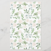 Carte de menu Mariage Vert et Blanc Floral Or (Dos)