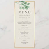 Carte de menu Mariage Vert Or (Devant)