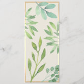 Carte de menu Mariage Vert Or (Dos)