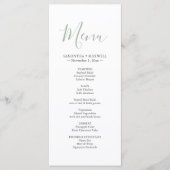 Carte de menu Mariage vert simple (Devant)