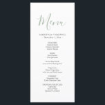 Carte de menu Mariage vert simple<br><div class="desc">Ajoutez une touche raffinée à votre décor mariage pour la réception avec ces menus mariage simples, conçus dans un style moderne et minimaliste. Avec le mot "Menu" dans un élégant script de calligraphie et imprimé en vert sage doux, ces cartes de dîner peuvent être personnalisées avec vos noms et sélections...</div>