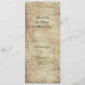 Carte de menu Mariage verte Birdcage et Arbre (Dos)