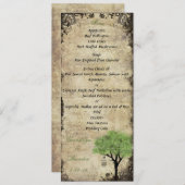 Carte de menu Mariage verte Birdcage et Arbre (Devant / Derrière)