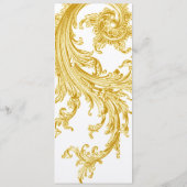 Carte de menu Mariage Victorian Gold Sweep (Dos)