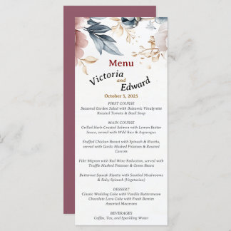 Carte de menu Mariage Victorian Peony Luxe