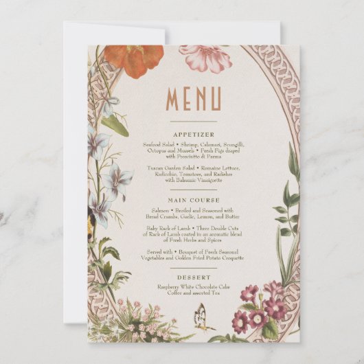 Carte de Menu Mariage Vintage (Devant)