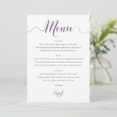Carte de menu Mariage violet 5x7 (Debout devant)
