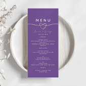 Carte de menu Mariage violet moderne