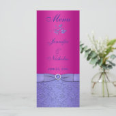 Carte de menu Mariage violet RIBBON Fuchsia IMPRIM (Debout devant)