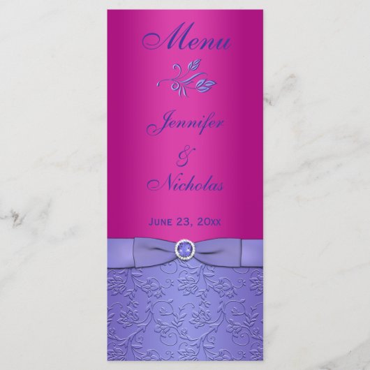 Carte de menu Mariage violet RIBBON Fuchsia IMPRIM (Devant)