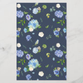 Carte de menu Mariage Watercolor Blue Hydrangeas (Dos)